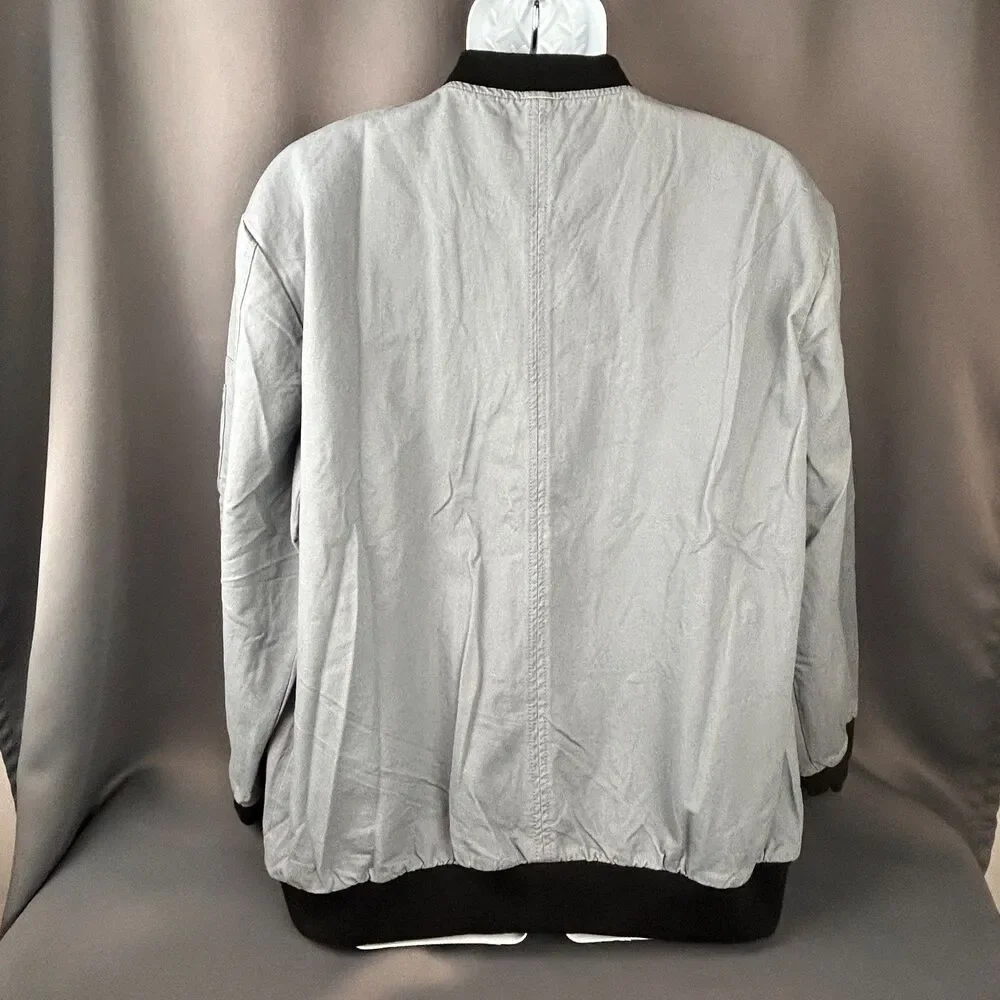 Hayden Los Angeles Gray Bomber Jacket Military Patches Size M NWT